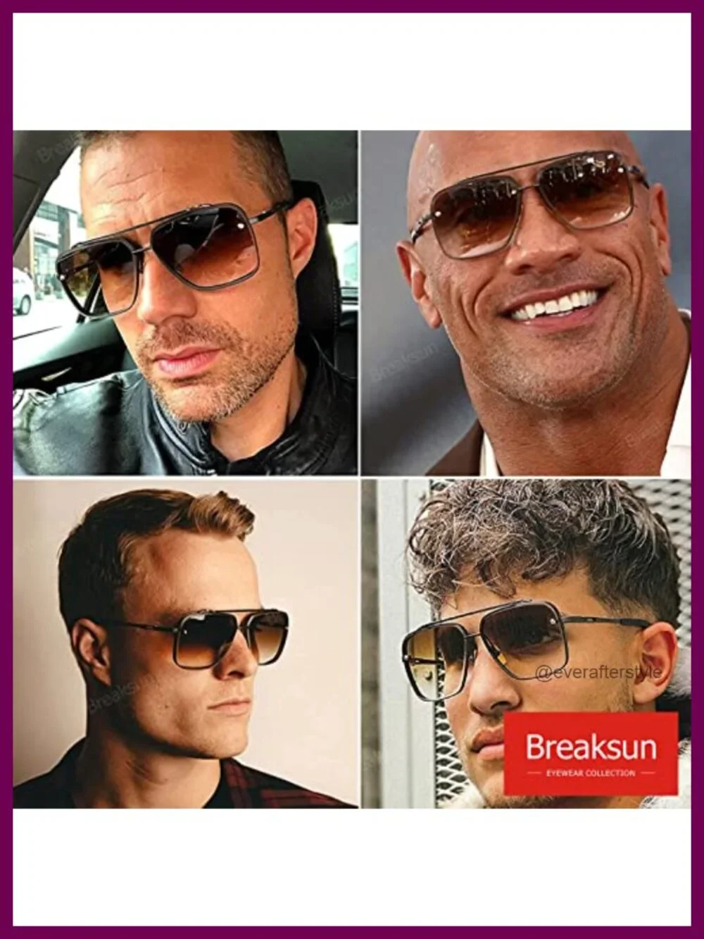 Oversized Square Aviator Sunglasses Metal Frame Tinted Lens Unisex